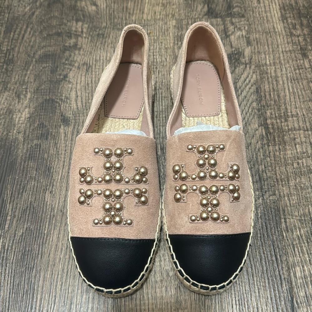 Tory Burch Pearl Logo Flat Espadrille